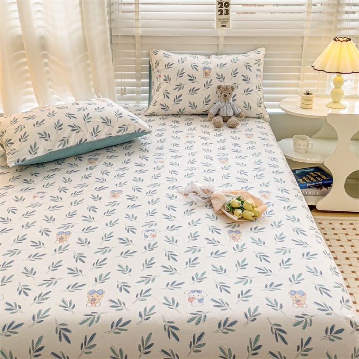 91家纺网 家纺一手货源 找家纺 名兮 2023新款全棉印花床笠 花花熊