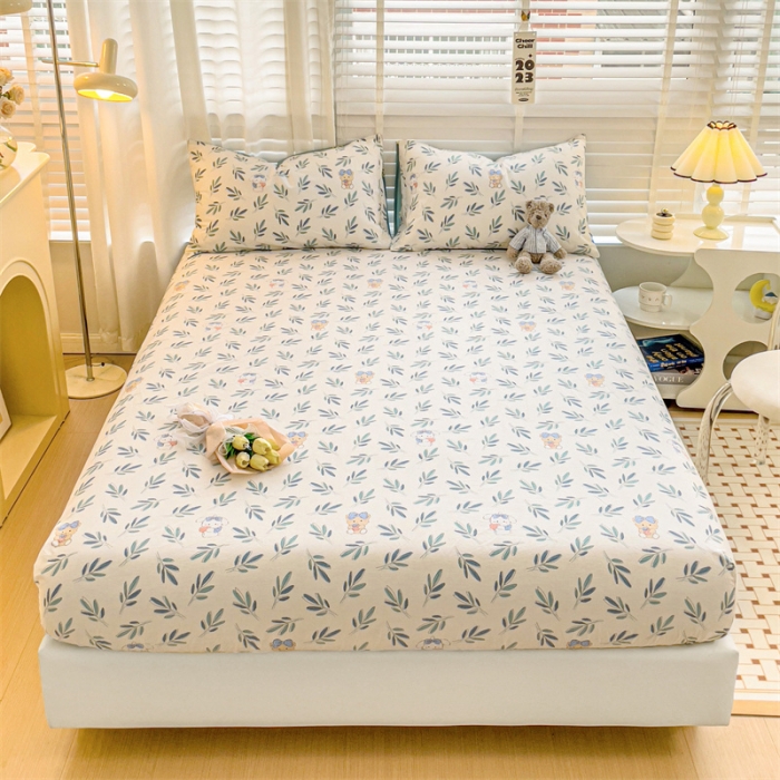 91家纺网 家纺一手货源 找家纺 名兮 2023新款全棉印花床笠 花花熊