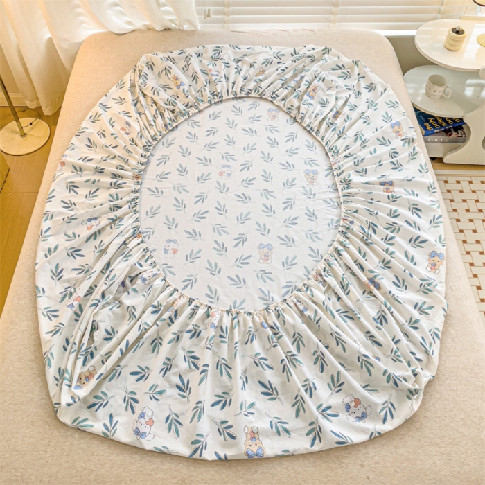 91家纺网 家纺一手货源 找家纺 名兮 2023新款全棉印花床笠 花花熊