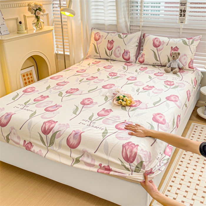 91家纺网 家纺一手货源 找家纺 名兮 2023新款全棉印花床笠 花间如梦