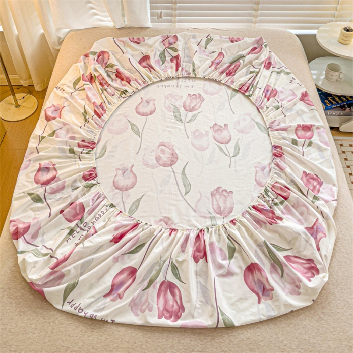 91家纺网 家纺一手货源 找家纺 名兮 2023新款全棉印花床笠 花间如梦