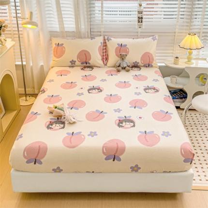名兮 2023新款全棉印花床笠 蜜桃女孩