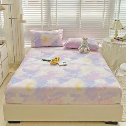 名兮 2023新款全棉印花床笠 紫色星空