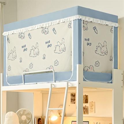 91家纺网 家纺一手货源 找家纺 海虹新款学生蚊帐强遮光蚊帐+帘全涂银宿舍上下铺通用加厚单人 菲菲兔