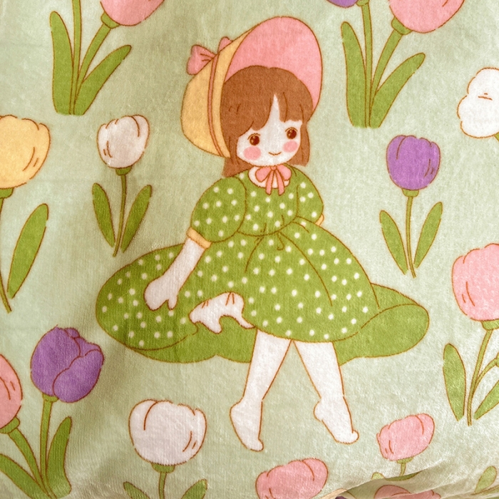 91家纺网 家纺一手货源 找家纺 梵克保罗 2024秋冬新品韩版印花牛奶绒花边款四件套 绿野仙踪