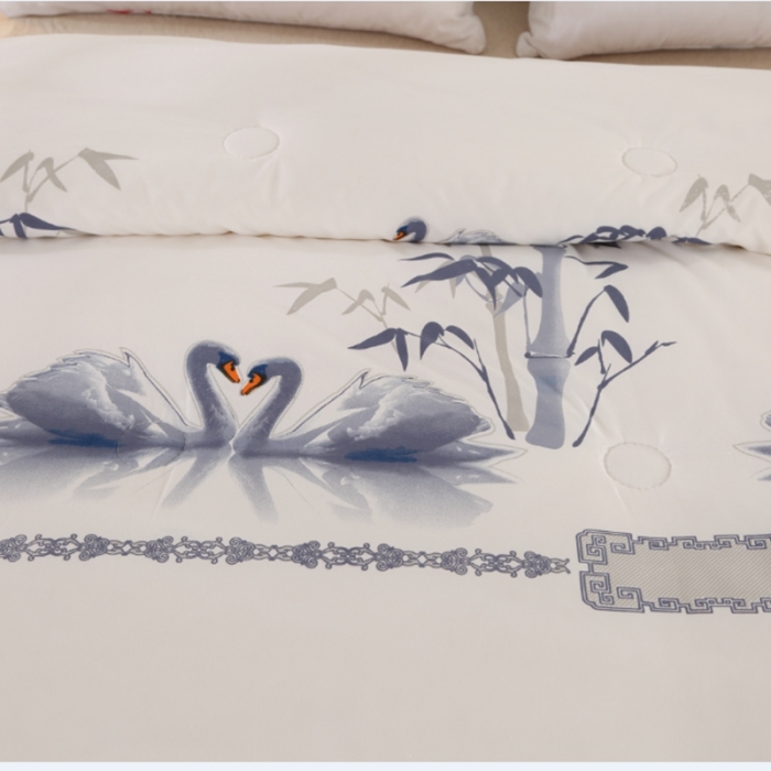 91家纺网 家纺一手货源 找家纺 百花王 2023新款小鹅大豆被 国潮-白色