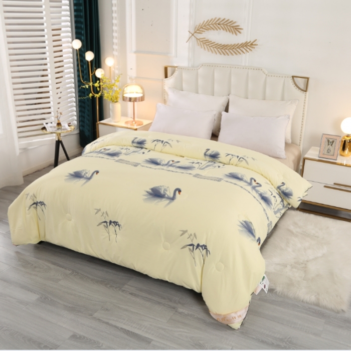 91家纺网 家纺一手货源 找家纺 百花王 2023新款小鹅大豆被 国潮-黄色