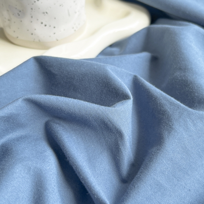 91家纺网 家纺一手货源 找家纺 绵庭家纺 2023新款全棉水洗棉拼色四件套 冰月蓝+贵族白