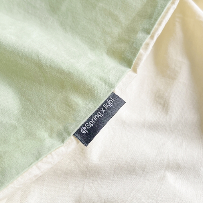 91家纺网 家纺一手货源 找家纺 绵庭家纺 2023新款全棉水洗棉拼色四件套 果绿+冰心