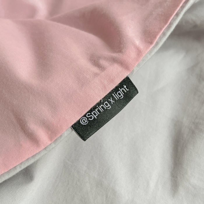 91家纺网 家纺一手货源 找家纺 绵庭家纺 2023新款全棉水洗棉拼色四件套 少女粉+绅士灰