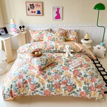 91家纺网 家纺一手货源 找家纺 顾里 2023新款全棉13372韩系氛围全棉四件套 秋语