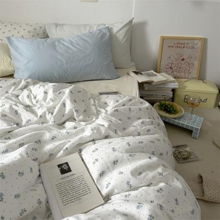 91家纺网 家纺一手货源 找家纺 总 恋恋三季 新款13372法式复古小清新全棉印花四件套系列-小苍兰