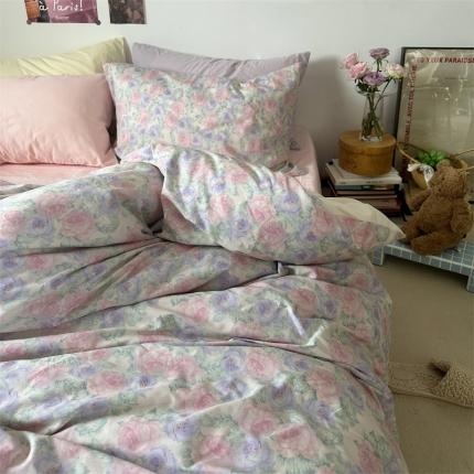 91家纺网 家纺一手货源 找家纺 总恋恋三季 2024新款13372ins风水墨画晕染系列四件套-粉雾海