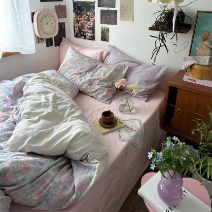 91家纺网 家纺一手货源 找家纺 总恋恋三季 2024新款13372ins风水墨画晕染系列四件套-粉雾海