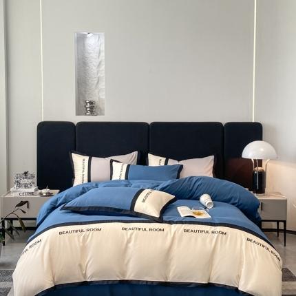 91家纺网 家纺一手货源 找家纺 麦空 2025新款水洗加厚高克重磨毛四件套 如梦-天际蓝