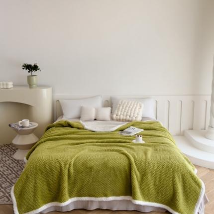 91家纺网 家纺一手货源 找家纺 佰亿莱 2024新款塔芙绒羊羔绒多功能毯 香草绿