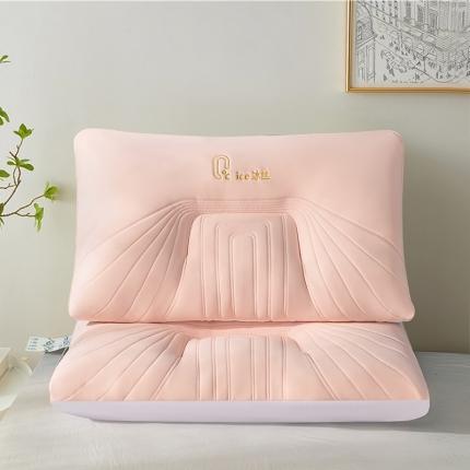 91家纺网 家纺一手货源 找家纺 梵希良品家纺 2023新款冰丝乳胶片护颈枕枕头枕芯 粉色