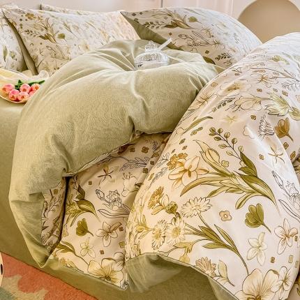 91家纺网 家纺一手货源 找家纺 （总）小懒猪 2023新款春夏全棉小清新系列四件套