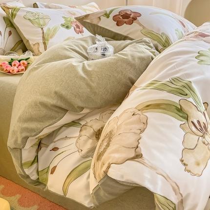 91家纺网 家纺一手货源 找家纺 （总）小懒猪 2023新款春夏全棉小清新系列四件套