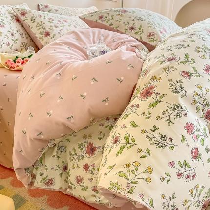 91家纺网 家纺一手货源 找家纺 （总）小懒猪 2023新款春夏全棉小清新系列四件套