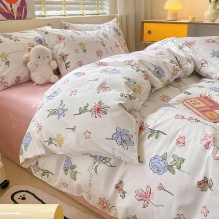 91家纺网 家纺一手货源 找家纺 （总）小懒猪 2023新款春夏全棉小清新系列四件套