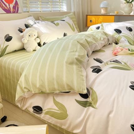 91家纺网 家纺一手货源 找家纺 （总）小懒猪 2023新款春夏全棉小清新系列四件套