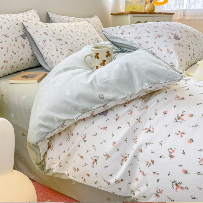 91家纺网 家纺一手货源 找家纺 （总）小懒猪 2023新款春夏全棉小清新系列四件套