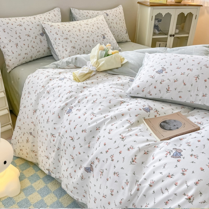 91家纺网 家纺一手货源 找家纺 （总）小懒猪 2023新款春夏全棉小清新系列四件套