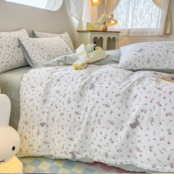 91家纺网 家纺一手货源 找家纺 （总）小懒猪 2023新款春夏全棉小清新系列四件套