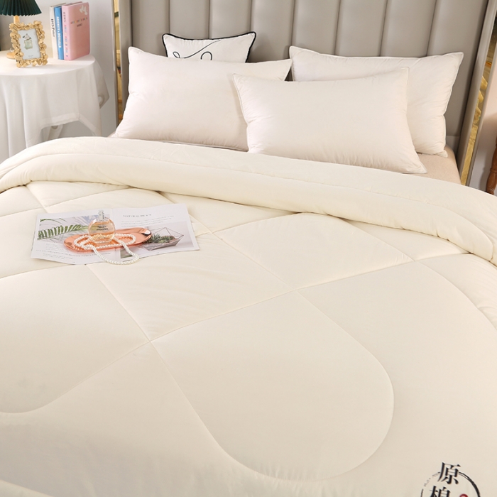 91家纺网 家纺一手货源 找家纺 百花王 2023新款原棉大豆被夏被四季被-风格一 奶白色