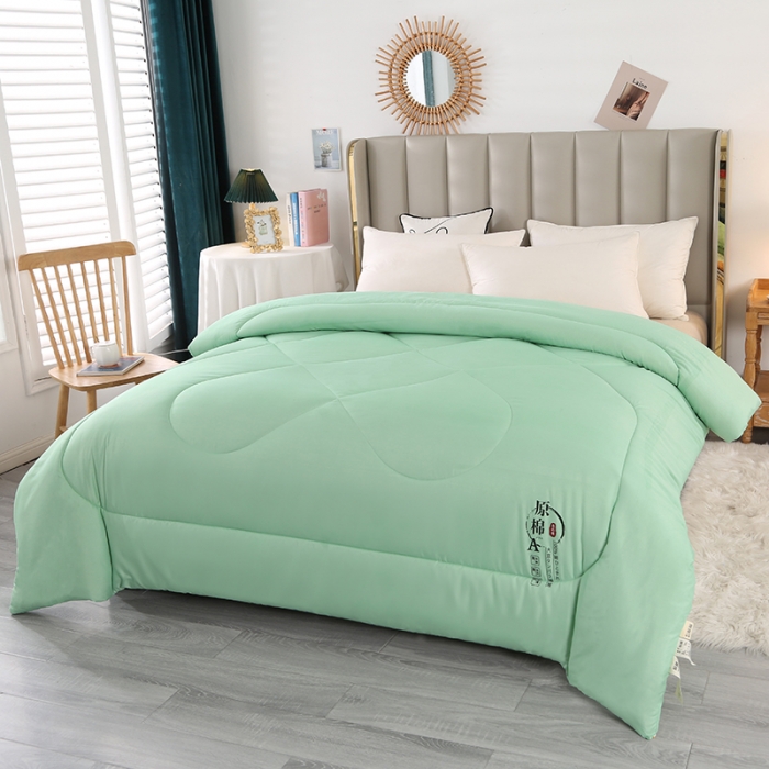 91家纺网 家纺一手货源 找家纺 百花王 2023新款原棉大豆被夏被四季被-风格一 浅绿色