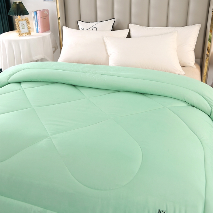 91家纺网 家纺一手货源 找家纺 百花王 2023新款原棉大豆被夏被四季被-风格一 浅绿色