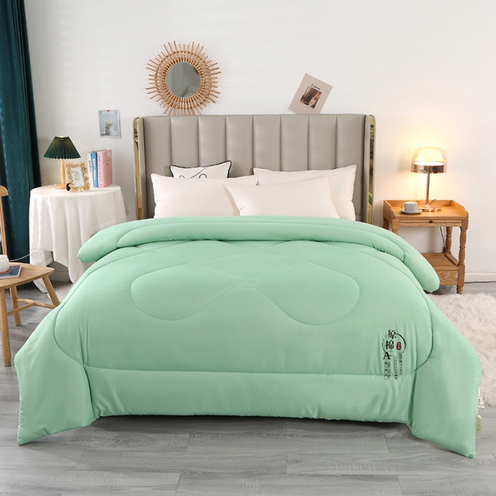 91家纺网 家纺一手货源 找家纺 百花王 2023新款原棉大豆被夏被四季被-风格一 浅绿色