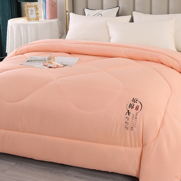 91家纺网 家纺一手货源 找家纺 百花王 2023新款原棉大豆被夏被四季被-风格一 玉色