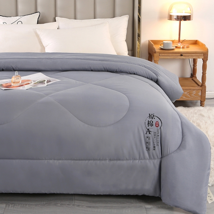 91家纺网 家纺一手货源 找家纺 百花王 2023新款原棉大豆被夏被四季被-风格一 灰色