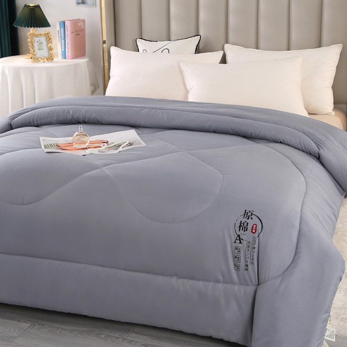 91家纺网 家纺一手货源 找家纺 百花王 2023新款原棉大豆被夏被四季被-风格一 灰色