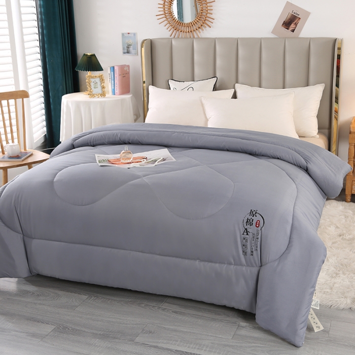 91家纺网 家纺一手货源 找家纺 百花王 2023新款原棉大豆被夏被四季被-风格一 灰色