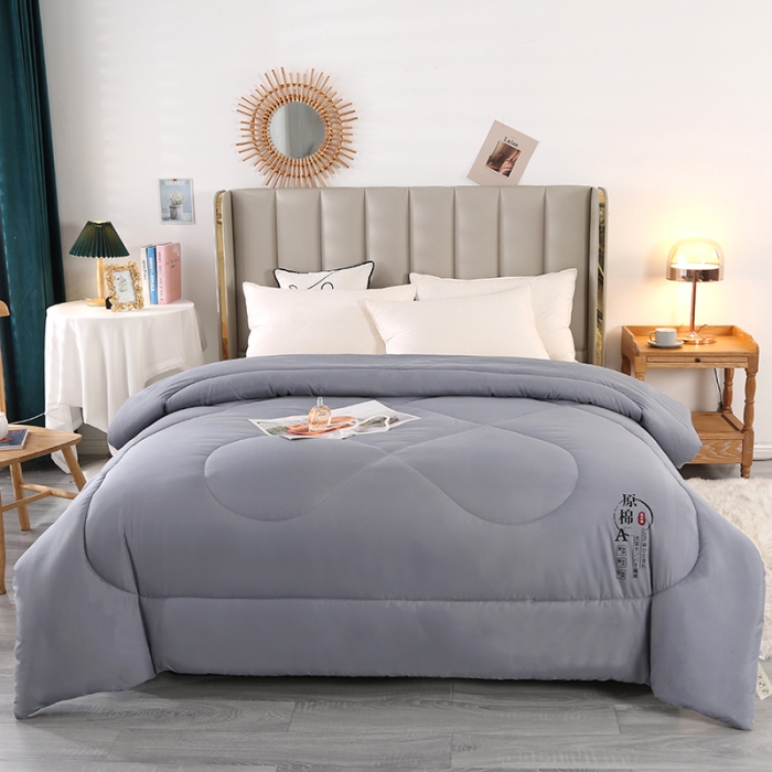91家纺网 家纺一手货源 找家纺 百花王 2023新款原棉大豆被夏被四季被-风格一 灰色