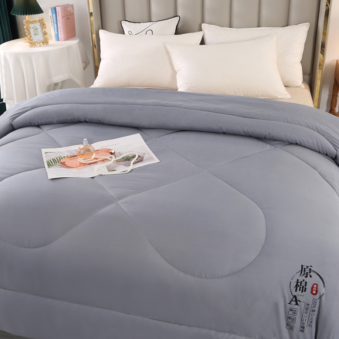 91家纺网 家纺一手货源 找家纺 百花王 2023新款原棉大豆被夏被四季被-风格一 灰色