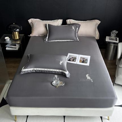 91家纺网 家纺一手货源 找家纺 优悦 2023新款轻奢磨毛刺绣床笠 布鲁-深灰