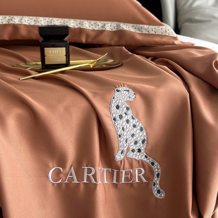 91家纺网 家纺一手货源 找家纺 优悦 2023新款轻奢磨毛刺绣床笠 布鲁-橘色