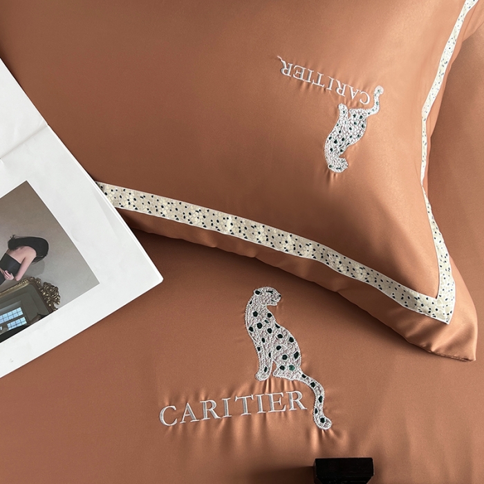 91家纺网 家纺一手货源 找家纺 优悦 2023新款轻奢磨毛刺绣床笠 布鲁-橘色