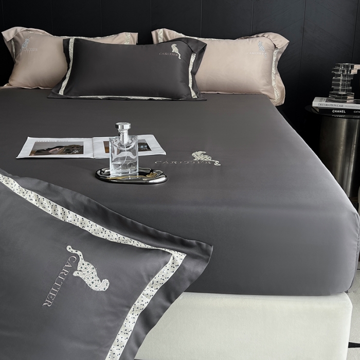 91家纺网 家纺一手货源 找家纺 优悦 2023新款轻奢磨毛刺绣床笠 布鲁-深灰