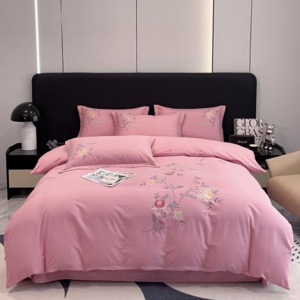 云锦2023秋冬新品全棉磨毛绣花四件套缦芯 缦芯粉