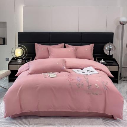 91家纺网 家纺一手货源 找家纺 云锦2023秋冬新品全棉磨毛绣花四件套-漫野花香 漫野花香粉