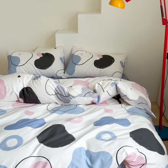 91家纺网 家纺一手货源 找家纺 昔可家纺 2023新款北欧风全棉四件套 北欧几何