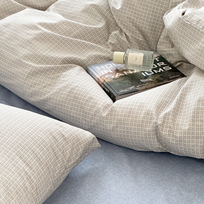 91家纺网 家纺一手货源 找家纺 昔可家纺 2023新款北欧风全棉四件套 机理格