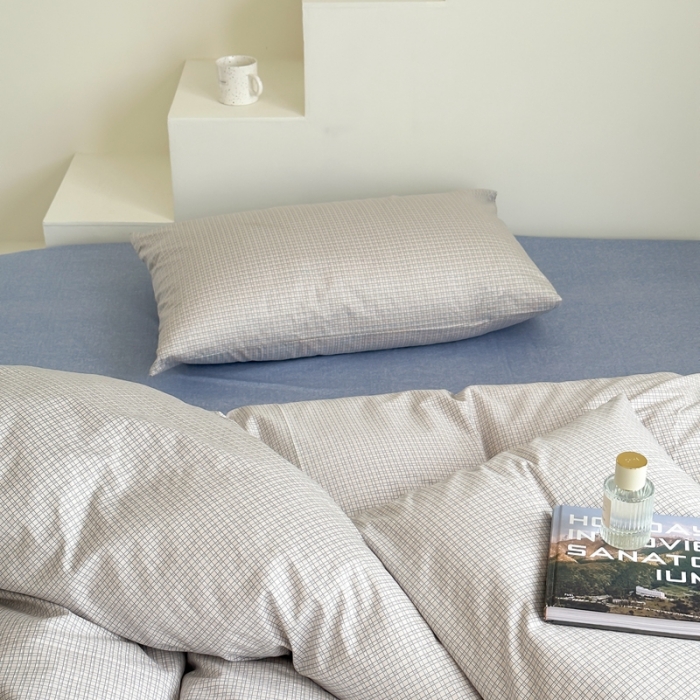 91家纺网 家纺一手货源 找家纺 昔可家纺 2023新款北欧风全棉四件套 机理格