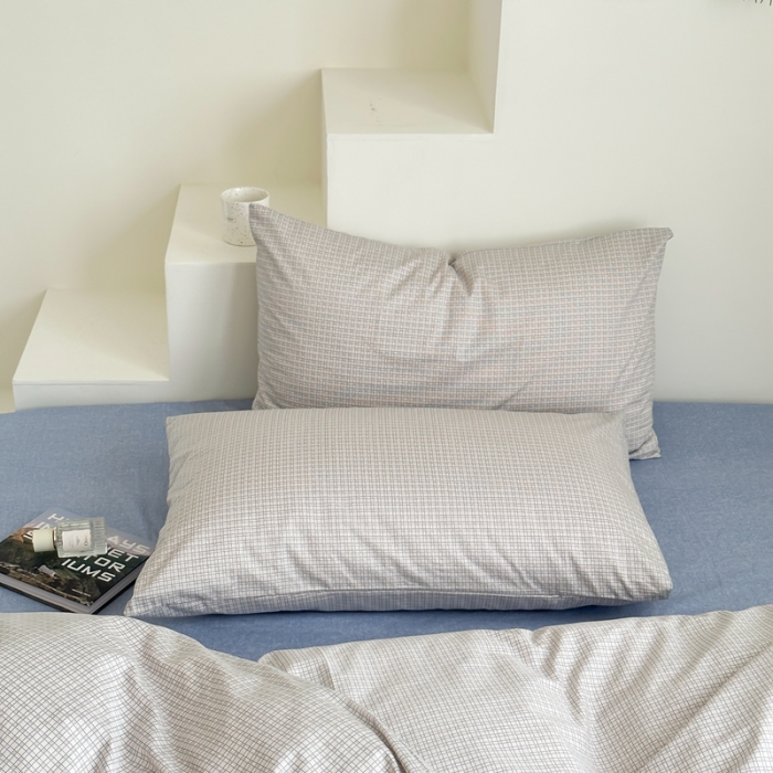 91家纺网 家纺一手货源 找家纺 昔可家纺 2023新款北欧风全棉四件套 机理格