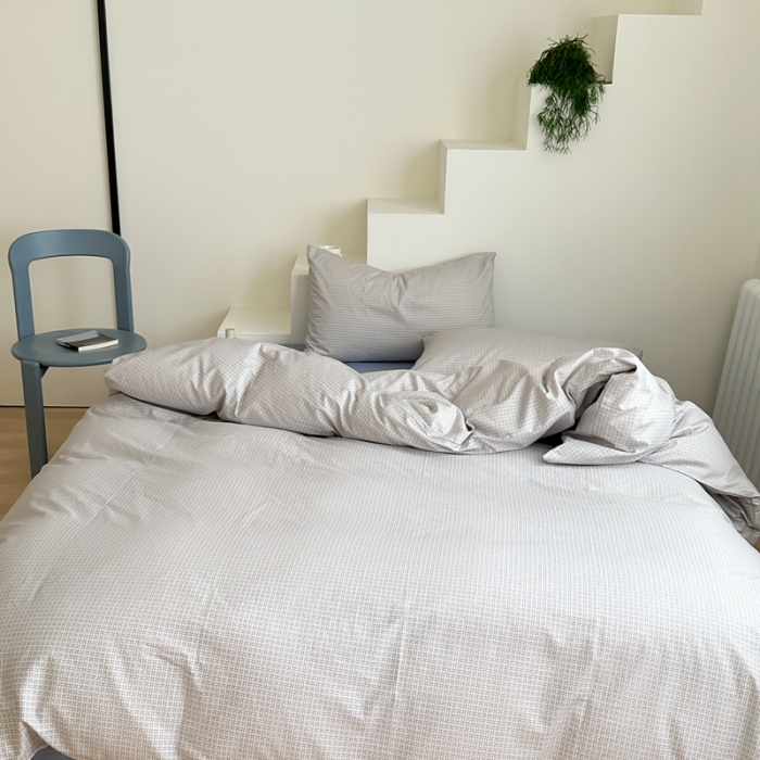 91家纺网 家纺一手货源 找家纺 昔可家纺 2023新款北欧风全棉四件套 机理格